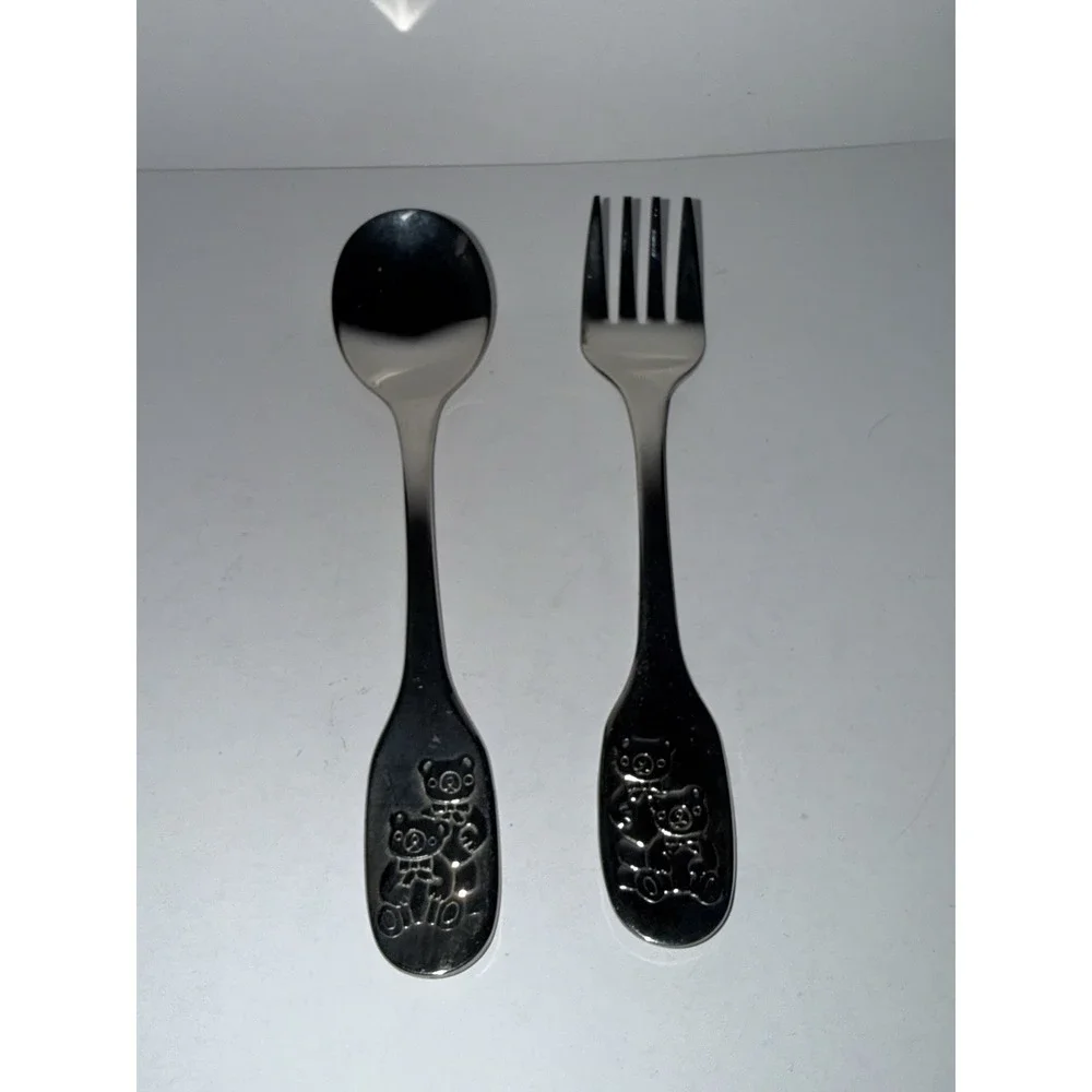 Vintage Baby 4 Pc Baby Feeding Set Plate Fork Spoon Cup Godinger Silver. J